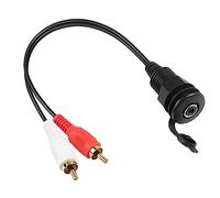 QIANRENON RCA a 3,5mm TRS Fissaggio filettato Cavo impermeabile 2 RCA maschio a 1/8 femmina stereo incasso montaggio cavo RCA a 3,5mm cuffie montaggio presa, per TV Speaker Home Theater, 30cm/11.8in
