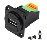 QIANRENON USB 2.0 Pannello Montaggio Adattatori Connettori USB 2.0 Femmina a 4 Pin Terminale a Crimpare Connettori Senza Saldatura,Montaggio D/XLR Pannello