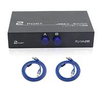 QIANRENON USB B Interruttore di condivisione della stampante 2 porte USB 2.0 adattatore per la condivisione della porta del dispositivo USB tra 2 computer (2 interruttori) con 2 cavi USB 2.0 maschio