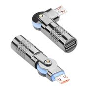 QIANRENON USB C a micro USB, rotazione di 180°, connettore di ricarica USB tipo C femmina a micro USB, adattatore girevole da USB C a Micro USB Extender 5 V, 3 A, 480 Mpbs, alloggiamento in metallo,