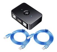 QIANRENON USB2.0 Printer Sharing Switch 2 Porte USB B Stampa Commutatore Adattatore 2 Computer Condividi 1 Stampante Switch Manuale, con Luce LED, Include 2 cavi USB 2.0 da 1,5 m