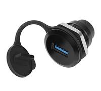 QIANRENON USB3.0 a USB C Incorporato Filettato Fissaggio Adattatore 5Gbps USB3.0 Femmina a USB C Femmina Pannello Montaggio Connettore USB3.0 a USB C Rotondo Convertitore Presa,Con tappo impermeabile