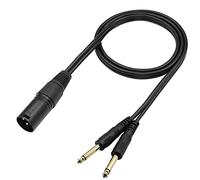 QIANRENON XLR a 6,35mm Y Splitter Audio Cavo XLR Maschio a 2 TS 1/4 Mono Doppia Spina Stereo Cavo 3Pin XLR a 2 TS 6,35mm Convertitore Cavo, per Amplificatore Microfonico mixer, 1m/3.3ft