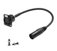 QIANRENON XLR Montaggio Fisso, Cavo Corto, Adattatore Placcato Oro, 3 Pin Femmina a Maschio, Pannello di Montaggio, Connettore Passaggio, Presa Mik, per Illuminazione Palcoscenico, 35 cm