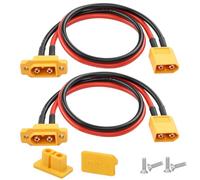 QIANRENON XT60 - Cavo di installazione fissa XT60E-M maschio su spina XT60, connettore per batteria Li, cavo di montaggio 14 AWG, per drone Power FPV, 30 cm, 2 pezzi