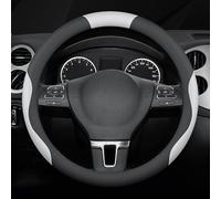 QIANRUIA Coprivolante Auto in Pelle per BMW 1 3 Series E39 E46 E87 E90 E91 E92, Traspirante e Antiscivolo Copri Volante Accessori Auto Interno Regali per Donna e Uomo,Black-White