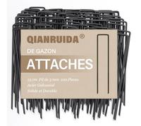 Qianruida 100 Picchetti Giardino Picchetti Telo Pacciamatura Picchetti da Giardino a Forma di U Da Campeggio, Tenda, Erba Artificiale 150 x 25 mm, Ø 2.8 mm-Nero