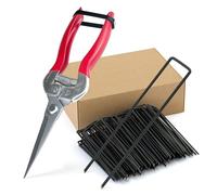 QianRuiDa Forbici da Giardinaggio con Picchetti Giardino (100) - Strumenti manuali ergonomici e Graffette per Prato Sintetico, Telo Pacciamatura e Recinzioni - Acciaio Inossidabile
