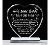 QIANRUNA - Regali per il 100 compleanno per donne e uomini, decorazioni a forma di cuore in cristallo laser per il 100 compleanno, idee regalo