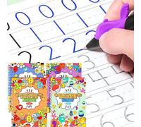 QianShouYan 4 quaderni magici tedeschi, con penna, 26 x 18 cm, riutilizzabili, per bambini, calligrafia, numeri, disegno, lettere di apprendimento