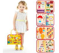 QianShouYan Busy Board Montessori 1 2 3 4 Anni, 8 Strati Pannello Sensoriale Bambini Montessori, Giochi Educativi per Imparare a Vestire ed Esprimere Emozioni, Regalo per Bambini da 3 a 5 Anni