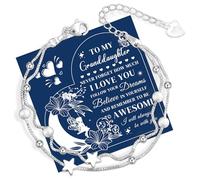 QianSiLi Braccialetto da donna in argento 925 con mini stelle e perline a strati, regalo per figlia, sorelle, amici, nipote, amante, compleanno, Natale, Small, Acciaio inossidabile Argento sterling