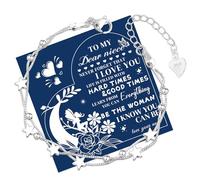 QianSiLi Braccialetto da donna in argento 925 con mini stelle e perline a strati, regalo per figlia, sorelle, amici, nipote, amante, compleanno, Natale, Small, Acciaio inossidabile Argento sterling