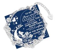 QianSiLi Braccialetto da donna in argento 925 con mini stelle e perline a strati, regalo per figlia, sorelle, amici, nipote, amante, compleanno, Natale, Small, Acciaio inossidabile Argento sterling