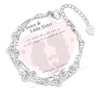 QianSiLi Braccialetto da donna in argento 925 con mini stelle e perline a strati, regalo per figlia, sorelle, amici, nipote, amante, compleanno, Natale, Small, Acciaio inossidabile Argento sterling