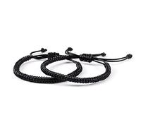 QianSiLi Bracciali intrecciati Bracciali Tibetanotibetani Dimensione Regolabile Braccialetto Portafortuna Adatto A Uomini, Donne regalo laurea regalo di compleanno(Coppia Nera)