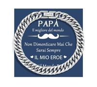 QianSiLi Idee Regalo Festa Del Papà,Bracciale Uomo Acciaio Regalo Papa Compleanno,Bracciale Uomo Personalizzato