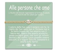 QianSiLi Idee Regalo Maestra Fine Anno Maestre,Laurea,Fidanzata,Occhio di Allah,Oro 18k Vero,Personalizzati,Bracciale Laurea Amicizia,Regalo Donna Compleanno,Rappresentante Di Classe,Insegnanti