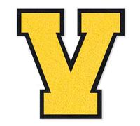 QianSiLi Lettere Termoadesive Per Tessuti, Toppe Adesive Per Tessuti Adatto Per Giacche, Cappotti, Camicie, Borse, Jeans, Zaini (11,45cm,Giallo,V)