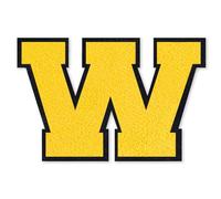 QianSiLi Lettere Termoadesive Per Tessuti, Toppe Adesive Per Tessuti Adatto Per Giacche, Cappotti, Camicie, Borse, Jeans, Zaini (11,45cm,Giallo,W)