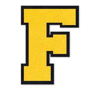 QianSiLi Lettere Termoadesive Per Tessuti, Toppe Adesive Per Tessuti Adatto Per Giacche, Cappotti, Camicie, Borse, Jeans, Zaini (11,45cm,Giallo,F)