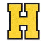 QianSiLi Lettere Termoadesive Per Tessuti, Toppe Adesive Per Tessuti Adatto Per Giacche, Cappotti, Camicie, Borse, Jeans, Zaini (11,45cm,Giallo,H)