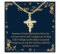 QianSiLi Regali cristiani per le donne collana croce argento/oro collane per le donne regalo di compleanno di Natale per fidanzata moglie, Medio, Acciaio inossidabile, Zirconia