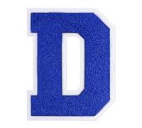 QianSiLi Toppe termoadesive in ciniglia, 16,5 cm, per vestiti, lettere della Varsity, toppe ricamate termoadesive per abbigliamento, giacche, felpe con cappuccio/Varsity (blu, D)