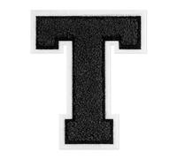 QianSiLi Toppe termoadesive in ciniglia, 16,5 cm, per vestiti, lettere della Varsity, toppe ricamate termoadesive per abbigliamento, giacche, felpe con cappuccio, Varsity (nero, T)