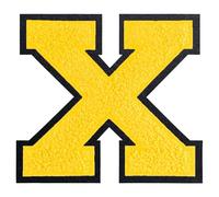 QianSiLi Toppe termoadesive in ciniglia, 16,5 cm, per vestiti, lettere della Varsity, toppe ricamate termoadesive per abbigliamento, giacche, felpe con cappuccio/Varsity (giallo, X)