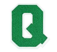 QianSiLi Toppe termoadesive in ciniglia, 16,5 cm, per vestiti, lettere della Varsity, toppe ricamate termoadesive per vestiti, giacche, felpe con cappuccio/Varsity (verde, Q)