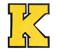 QianSiLi Toppe termoadesive in ciniglia, 16,5 cm, per vestiti, lettere della Varsity, toppe ricamate termoadesive per abbigliamento, giacche, felpe con cappuccio/Varsity (giallo, K)