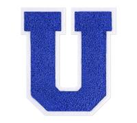 QianSiLi Toppe termoadesive in ciniglia, 16,5 cm, per vestiti, lettere della Varsity, toppe ricamate termoadesive per abbigliamento, giacche, felpe con cappuccio/Varsity (blu, U)