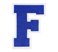 QianSiLi Toppe termoadesive in ciniglia, 16,5 cm, per vestiti, lettere della Varsity, toppe ricamate termoadesive per abbigliamento, giacche, felpe con cappuccio/Varsity (blu, F)