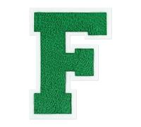QianSiLi Toppe termoadesive in ciniglia, 16,5 cm, per vestiti, lettere della Varsity, toppe ricamate termoadesive per abbigliamento, giacche, felpe con cappuccio/Varsity (verde, F)