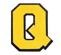QianSiLi Toppe termoadesive in ciniglia, 16,5 cm, per vestiti, lettere della Varsity, toppe ricamate termoadesive per vestiti, giacche, felpe con cappuccio/Varsity (giallo, Q)