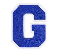 QianSiLi Toppe termoadesive in ciniglia, 16,5 cm, per vestiti, lettere della Varsity, toppe ricamate termoadesive per abbigliamento, giacche, felpe con cappuccio/Varsity (blu, G)