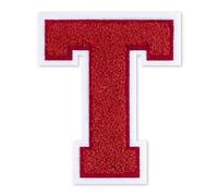 QianSiLi Toppe termoadesive in ciniglia, da 15 cm, per vestiti, lettere della Varsity, toppe ricamate termoadesive per abbigliamento, giacche, felpe con cappuccio, Varsity (rosso, T)