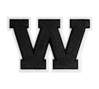QianSiLi Toppe termoadesive in ciniglia da 16,5 cm, per vestiti, lettere della Varsity, toppe ricamate termoadesive per abbigliamento, giacche, felpe con cappuccio/Varsity (nero, W)