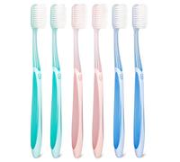 QIANTAIYING Spazzolino da denti extra morbido, testa regolare (3 colori, 2 ciascuno), setole affusolate sviluppate dal dentista per denti sensibili e cura delle gengive, pulizia delicata, senza BPA