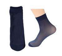 Qiantull 10 paia di calzini per abiti da uomo, ultra sottili, sottili, calzini trasparenti, calzini da lavoro, calzini corti estivi, in seta, elastici, trasparenti, Blu mare, Einheitsgröße Kurz