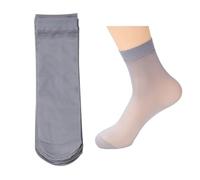 Qiantull 10 paia di calzini per abiti da uomo, ultra sottili, sottili, calzini trasparenti, calzini da lavoro, calzini corti estivi, in seta, elastici, trasparenti, grigio., Einheitsgröße Kurz