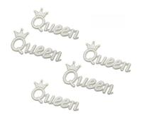 Qiantull 5 toppe termoadesive da applicare con ferro da stiro, con perline, strass, Queen Toppa, accessori per la riparazione di vestiti, cappelli, borse, decorazione bianca