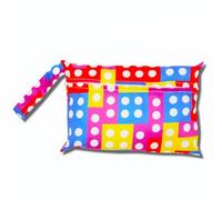 Qiantull Mini borsa per pannolini con motivo animale, impermeabile, 22 x 15 cm, piccola borsa per pannolini bagnati, per nuoto, viaggi, spiaggia, cubi colorati