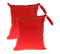 Qiantull Wetbag - Borsa per pannolini per bambini, 2 pezzi, 30 x 36 cm, con doppio sacchetto per bagnato, lavabile, per pannolini di stoffa, grande borsa per bagnato, borsa da viaggio, Colore: rosso,