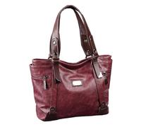 QianYiHC Borsa Shopper Donna PU Grande Capacità, Elegante Vintage Tote Mano E A Spalla Con, Tracolla Regolabile Per Lavoro Ufficio Università Quotidiana(Bordeaux)