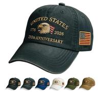QianYiHC Cappellino da Baseball da Uomo in Cotone, Taglia Unica, Cappellino da Baseball Casual Ricamato in Cotone, Cappello per Il 250° Anniversario degli Stati Uniti(Grigio)