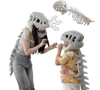 QianYiHC Dinosaur Skeleton Plush Costumes,Wearable Soft Fossil Outfit,Realistic Dinosaur Skeleton Costume,Halloween Cosplay Lightweight Dinosaur Fossil Jumpsuit,for Fancy Dress Parties (Large: 115cm)