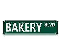 Qianyin Bakery Blvd - Targa in metallo con pasticceria, torte, cupcake, divertente, vintage, sottile, 40,6 x 10,2 cm, decorazione artistica da parete, poster in ferro per casa, fattoria, bar