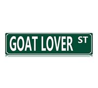 Qianyin - Targa in metallo con scritta "Goat Lover St", motivo: agricoltore, animali, latticini, divertente, vintage, sottile, 40,6 x 10,2 cm, decorazione artistica da parete, poster in ferro per casa